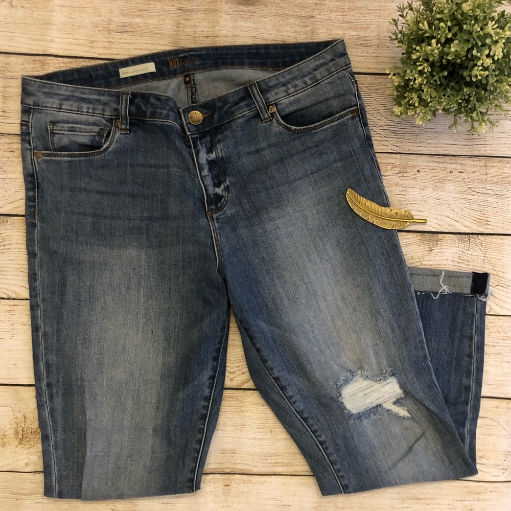 Kut from the kloth distressed straight ankle jeans